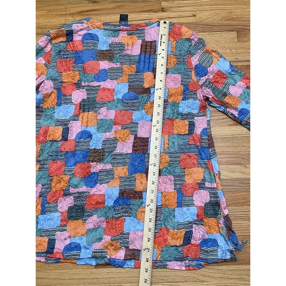 Ali Miles Women's L Orange Blouse Polyester Tunic Patchwork Artsy Boho Travel - Picture 4 of 9